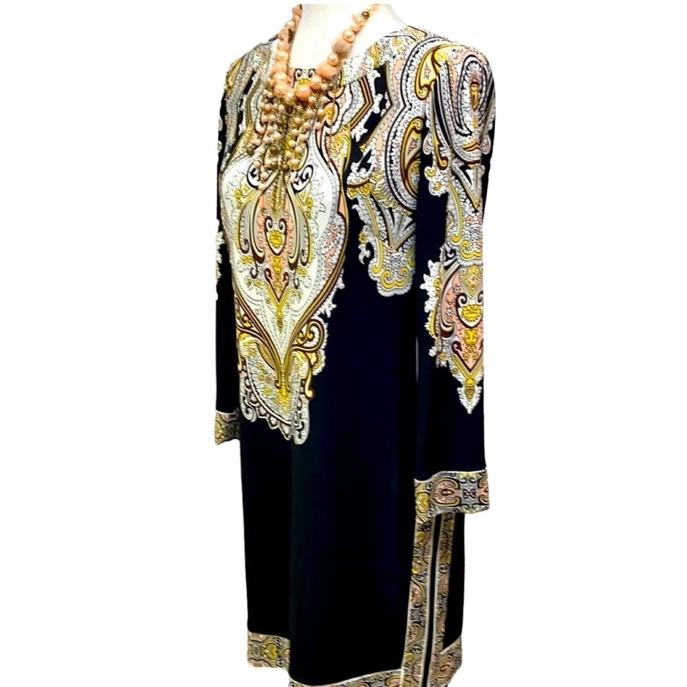 Donna Morgan Black Yellow Shift Dress - Picture 3 of 5